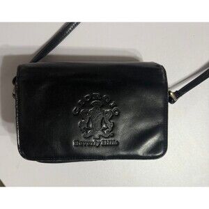 Black leather vintage Giorgio Beverly Hills crossbody purse